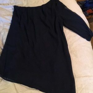 Navy blue one shoulder dress